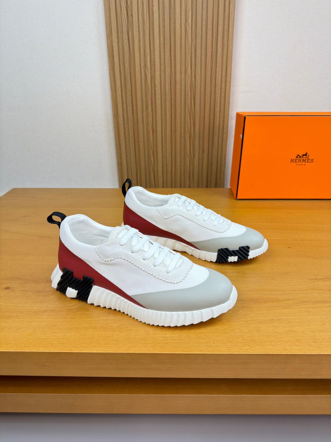 Hermes Bouncing Sneaker White Burgundy