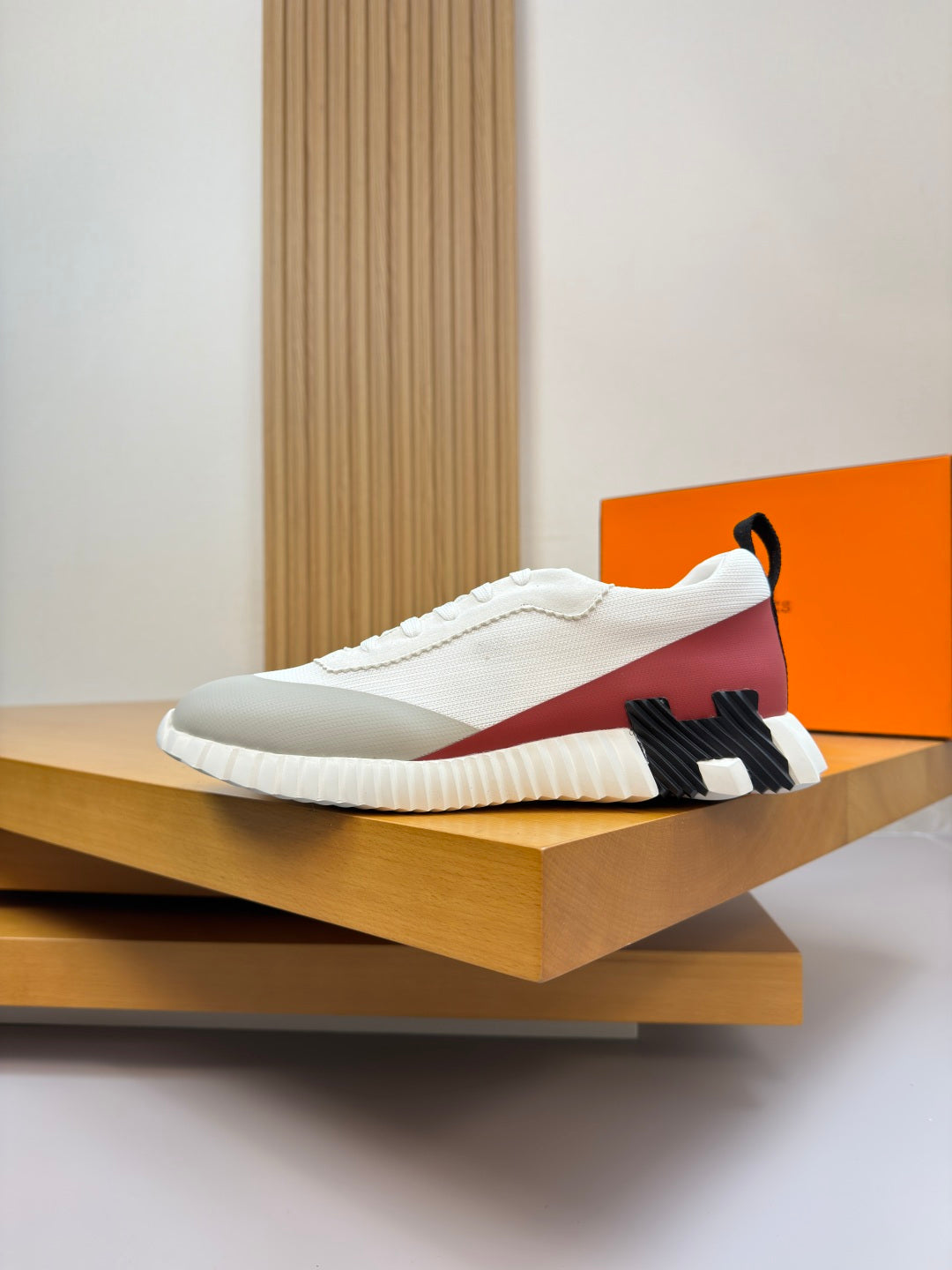 Hermes Bouncing Sneaker White Burgundy