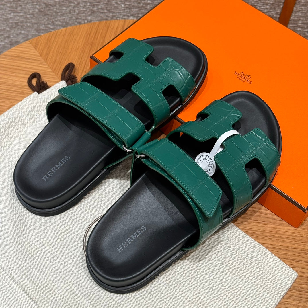 Riviera Sandal Green Croco Optic