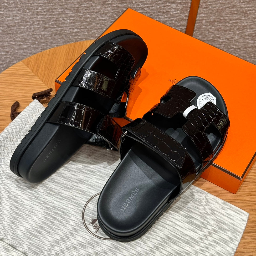 Riviera Sandal Black Croco