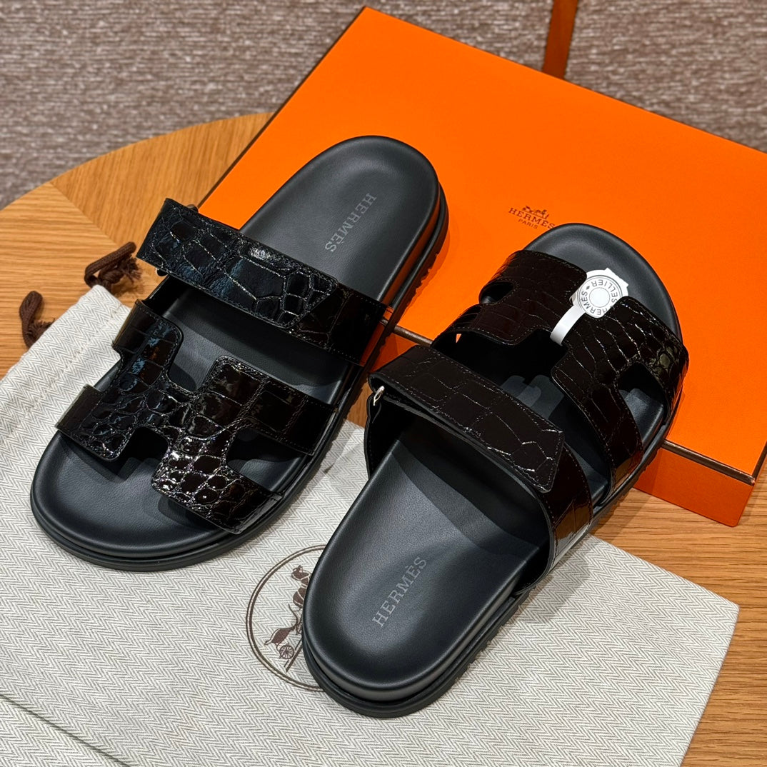Riviera Sandal Black Croco