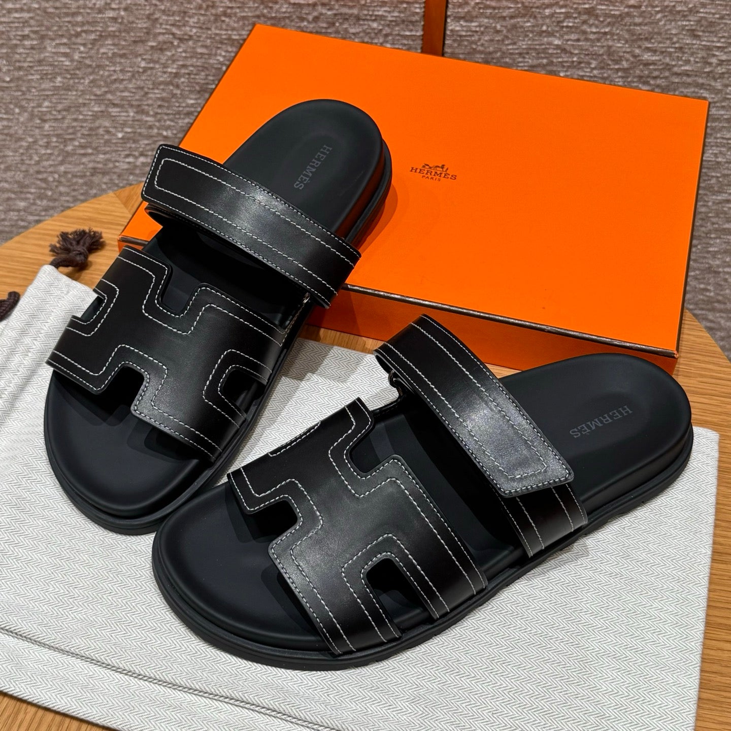 Riviera Sandal Black Stitch