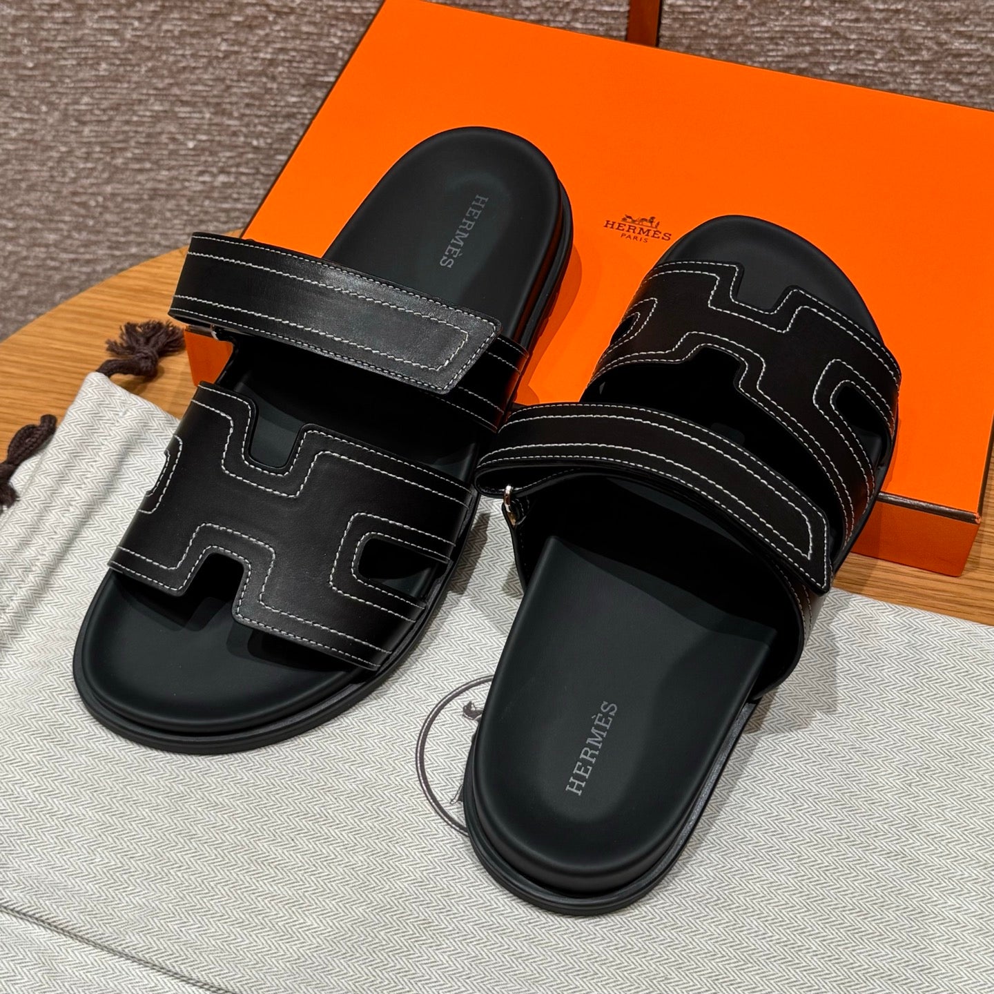 Riviera Sandal Black Stitch