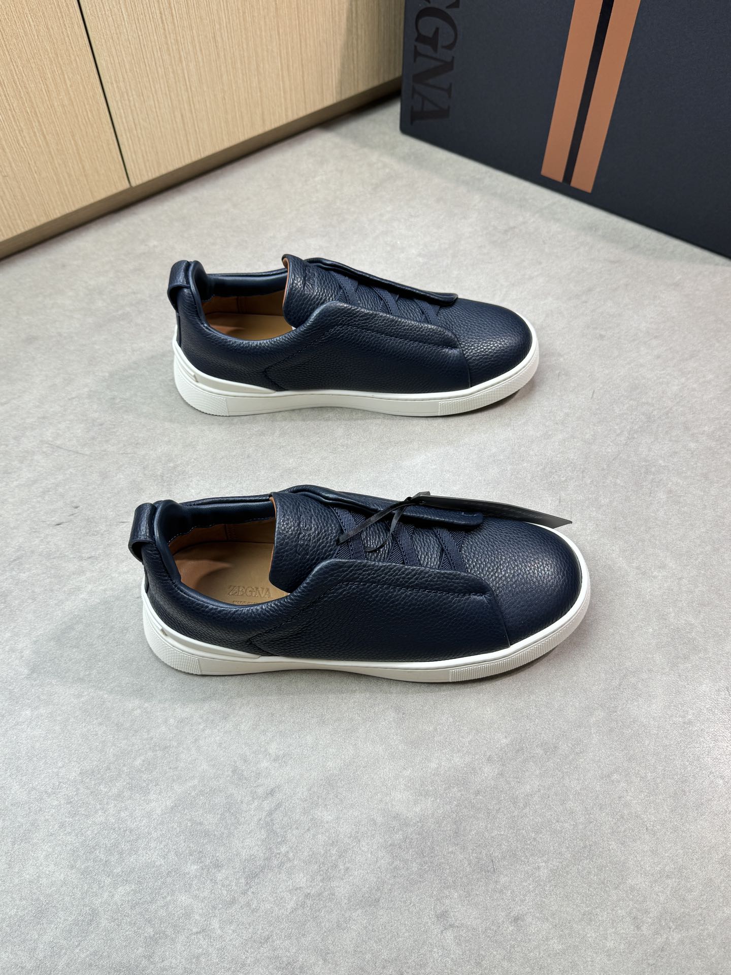 Zegna Triple Stitch Sneaker Marine Blue