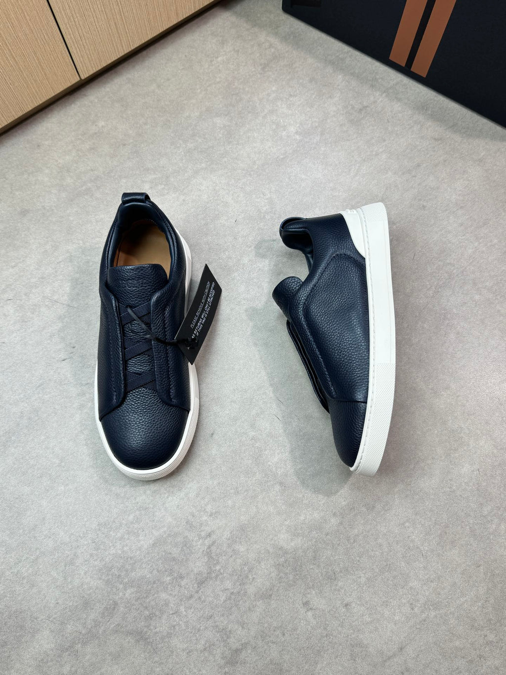Zegna Triple Stitch Sneaker Marine Blue