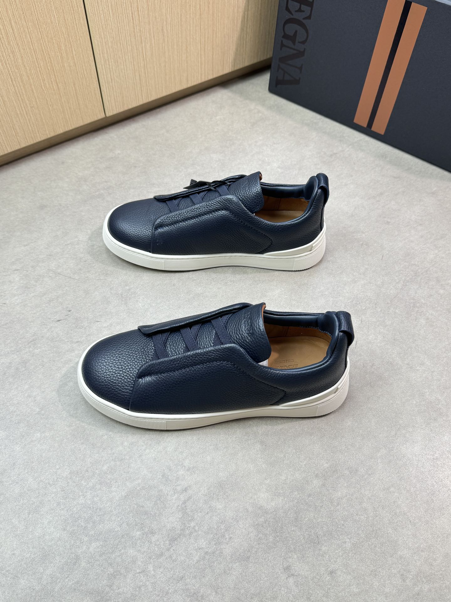 Zegna Triple Stitch Sneaker Marine Blue