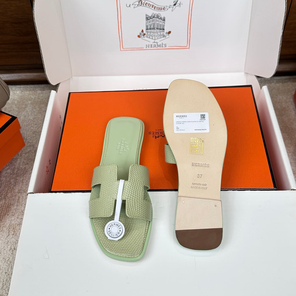 Monaco Sandal Pistachio Croco Optic