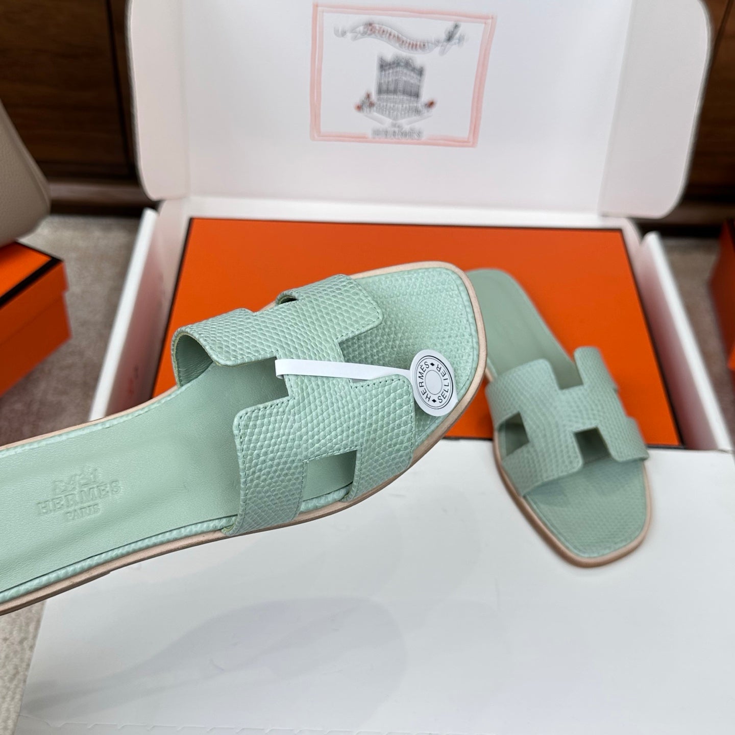 Monaco Sandal Mint Croco Optic