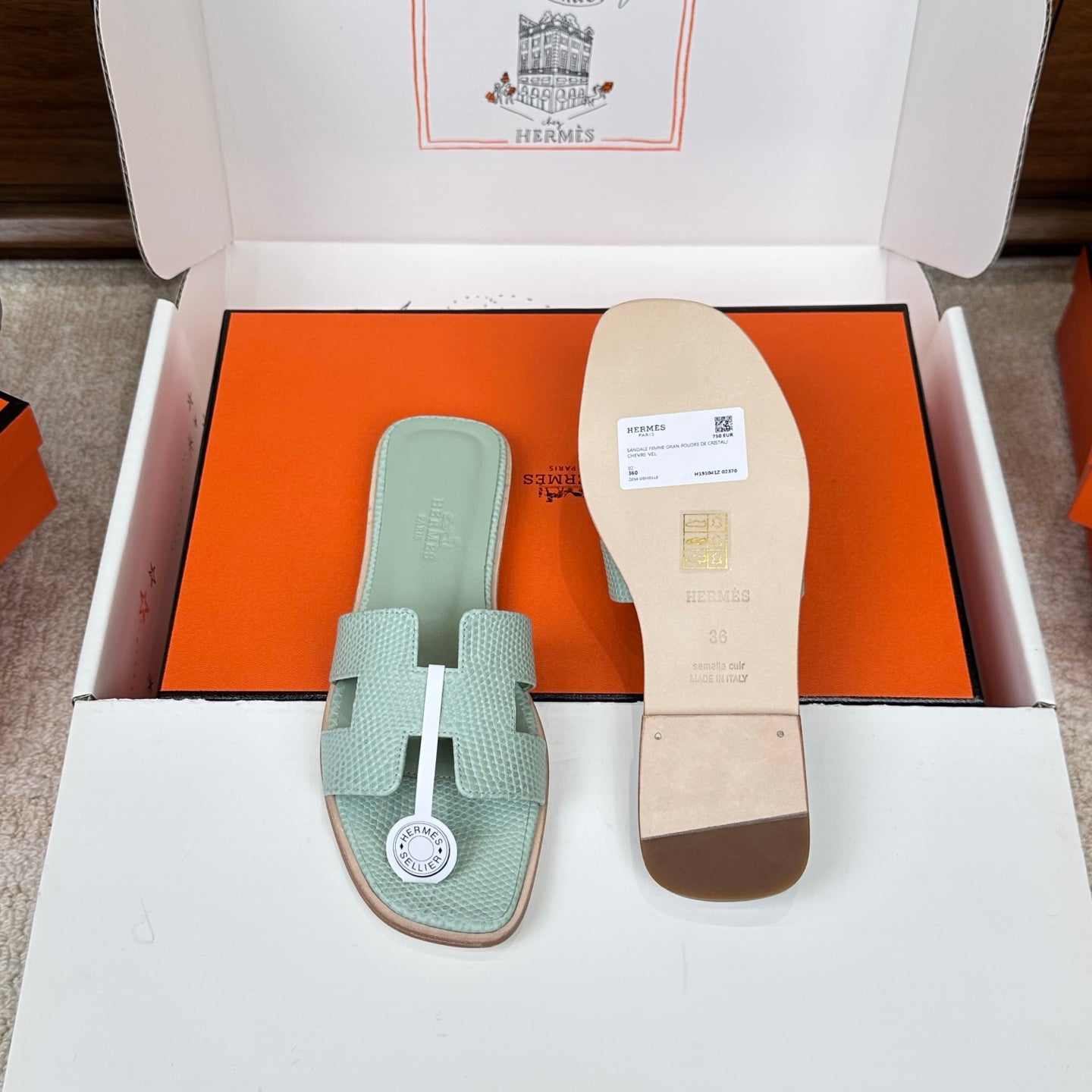 Monaco Sandal Mint Croco Optic