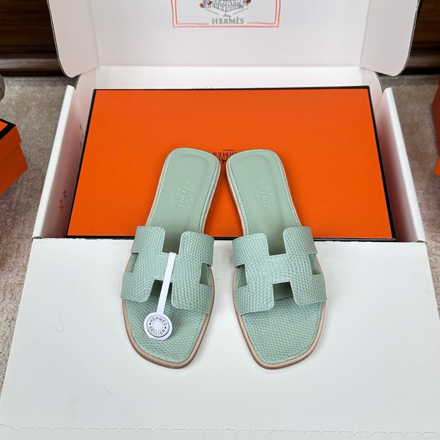 Monaco Sandal Mint Croco Optic